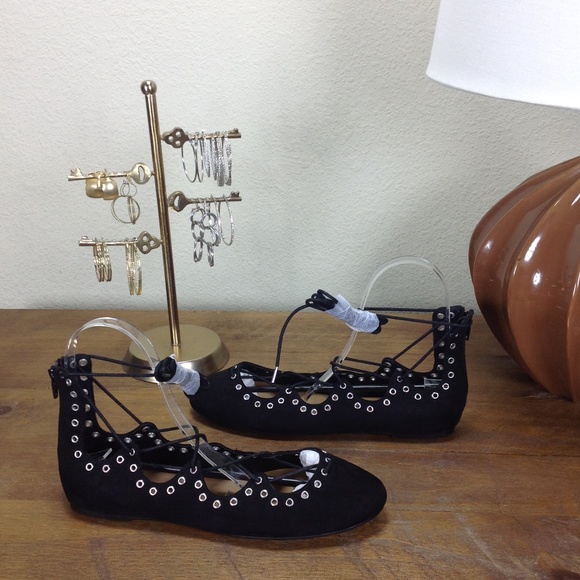 NWOT Dolce Vita Black Textile Lace Up Ball… - Picture 4 of 7